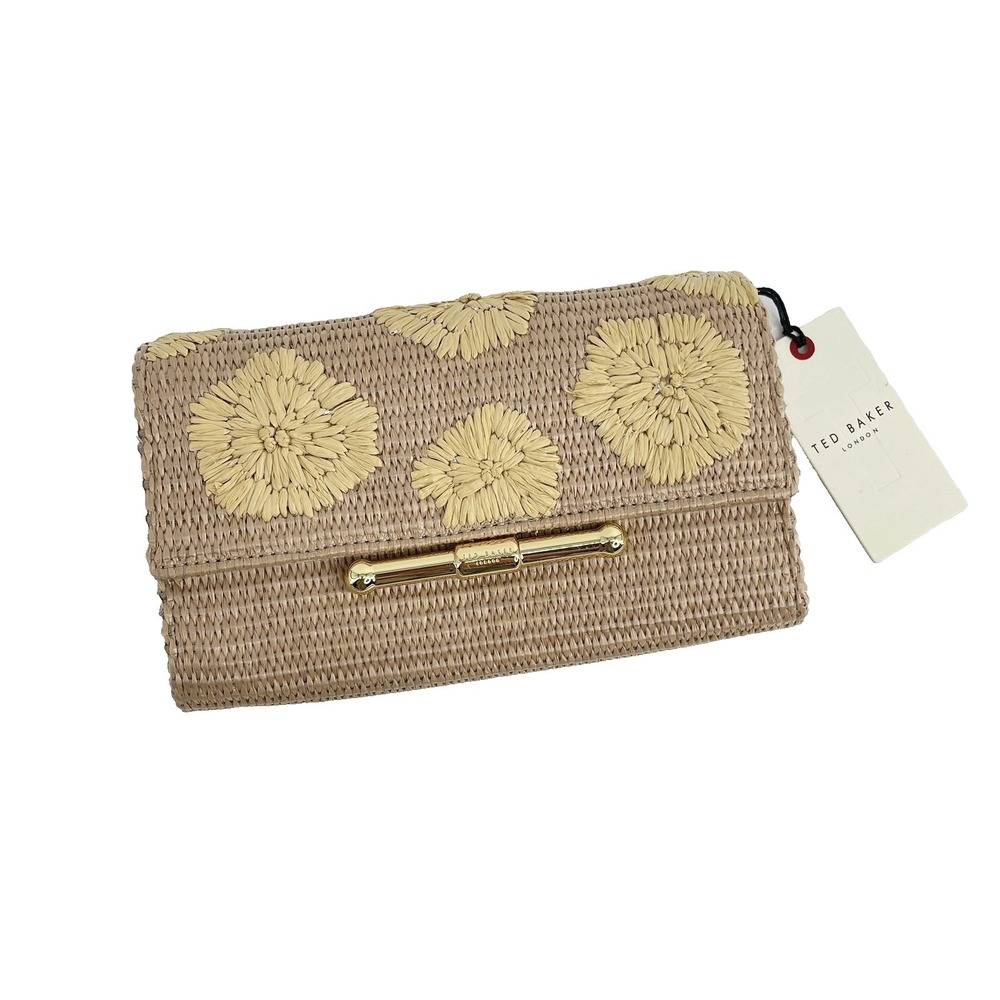 Ted Baker Cassy Crossbody Clutch NWT Beige Natural Floral Embroidered Bag